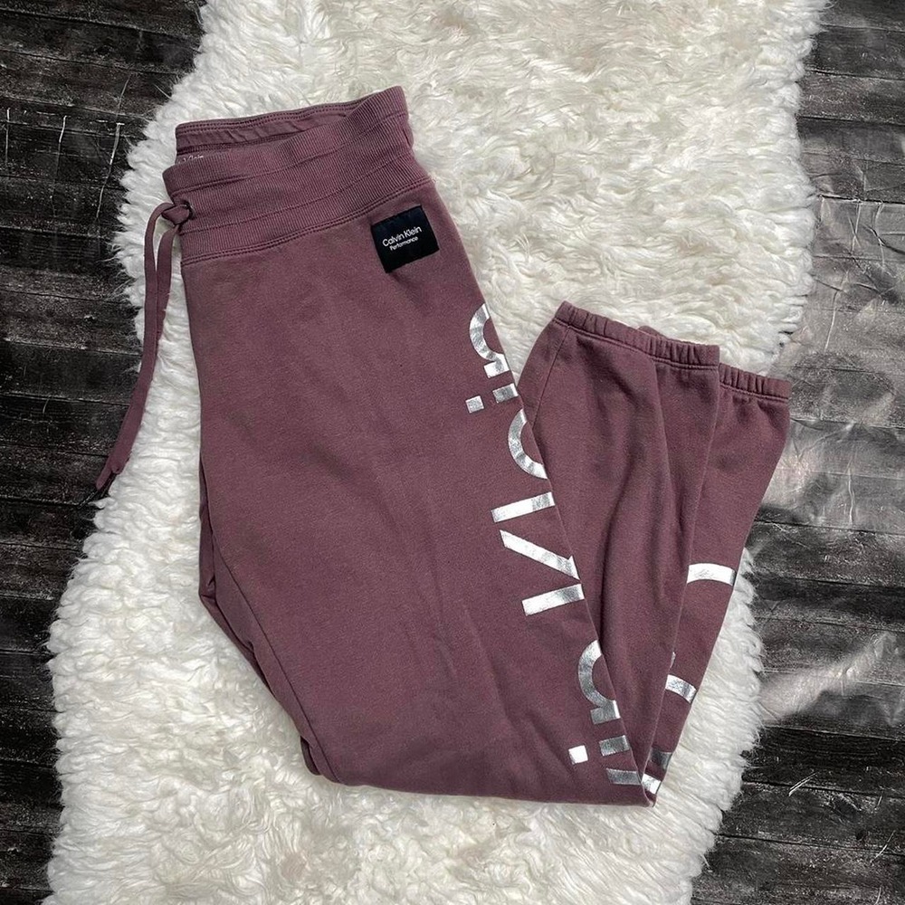 CALVIN KLEIN PURPLE PINK JOGGER PERFORMANCE SWEATPANTS GYM WORKOUT COMFY LOUNGE